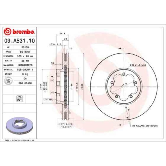 2 Disques De Frein Brembo 09.a531.10