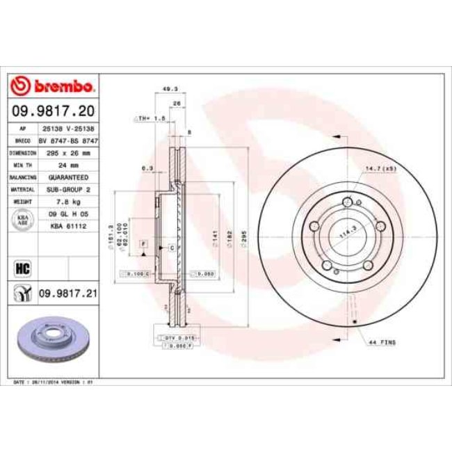 2 Disques De Frein Brembo Vernis Uv 09.9817.21