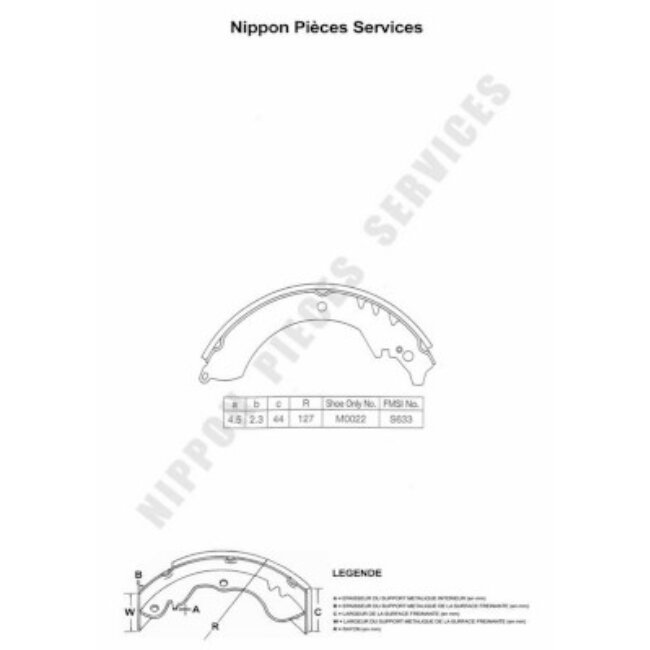 Jeu De 4 Mâchoires De Frein Nps D350u07