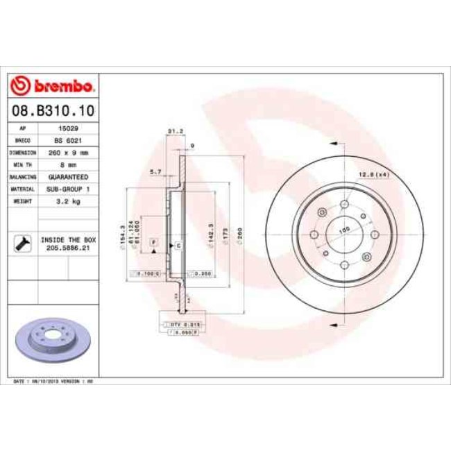2 Disques De Frein Brembo 08.b310.10