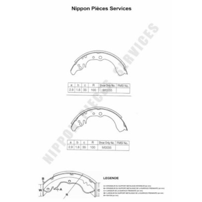 Jeu De 4 Mâchoires De Frein Nps D350u20