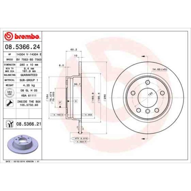 2 Disques De Frein Brembo Vernis Uv 08.5366.21