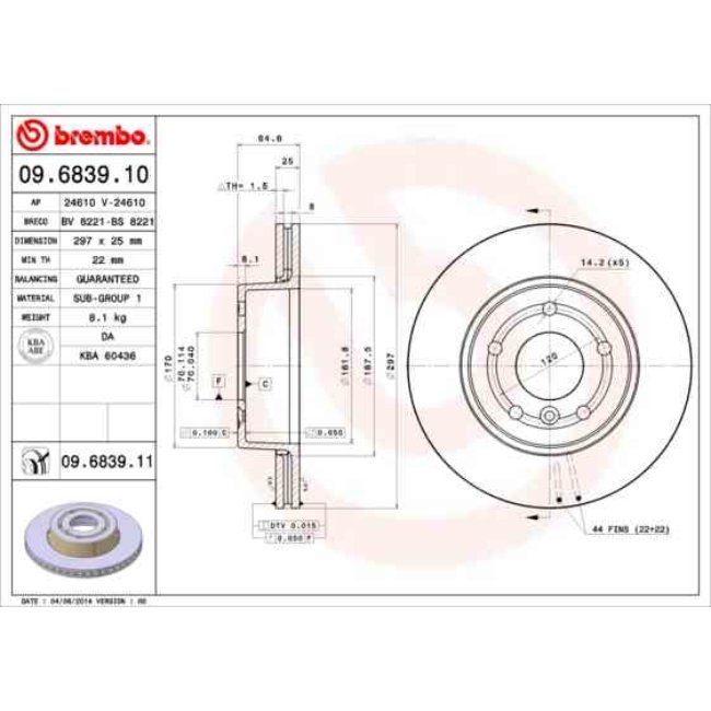 2 Disques De Frein Brembo Vernis Uv 09.6839.11