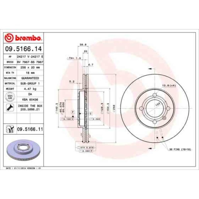 2 Disques De Frein Brembo 09.5166.14