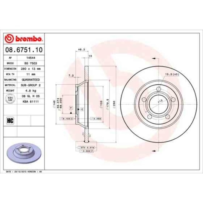 2 Disques De Frein Brembo 08.6751.10