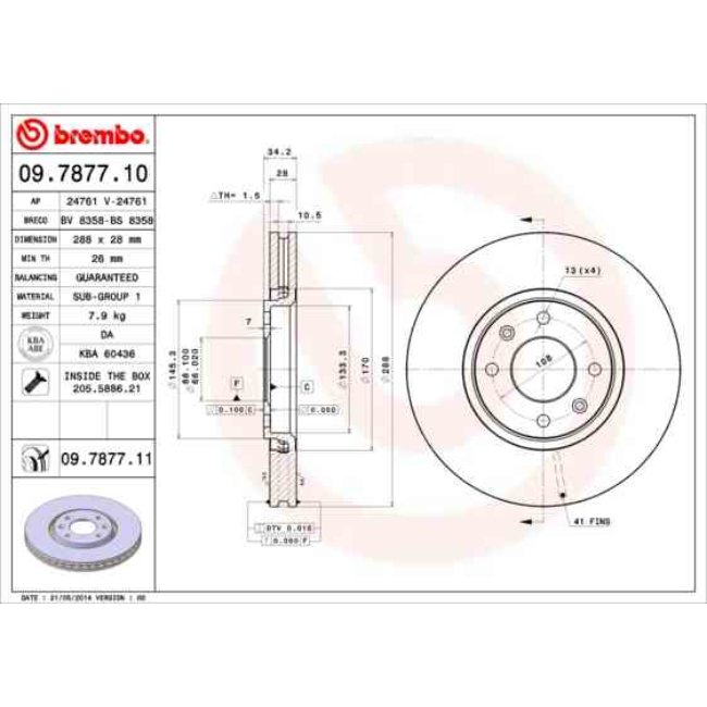 2 Disques De Frein Brembo 09.7877.10