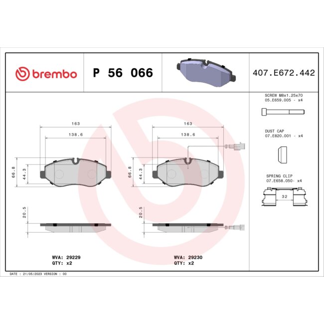 4 Plaquettes De Frein Brembo P56066