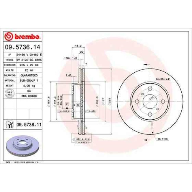 2 Disques De Frein Brembo Vernis Uv 09.5736.11