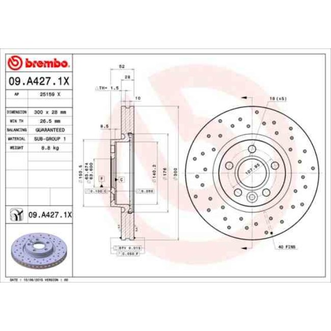 2 Disques De Frein Brembo Xtra Vernis Uv 09.a427.1x