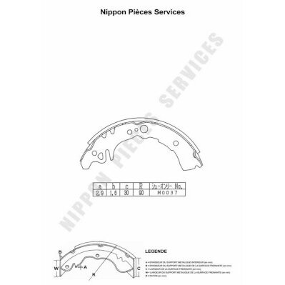 Jeu De 4 Mâchoires De Frein Nps D350u01