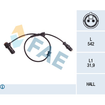 Capteur De Vitesse De Roue Abs Fae 78277f