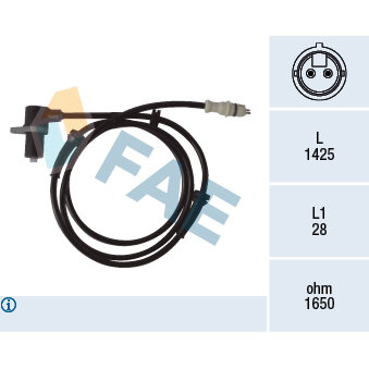 Capteur De Vitesse De Roue Abs Fae 78112f