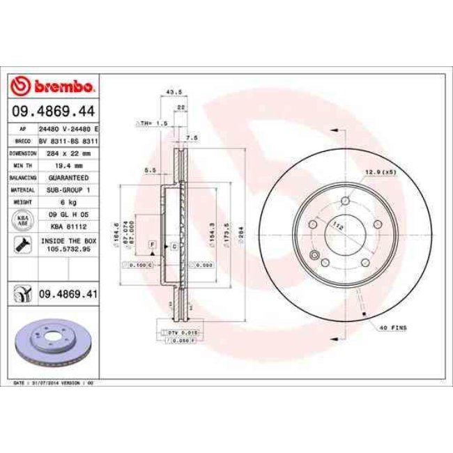 2 Disques De Frein Brembo Vernis Uv 09.4869.41