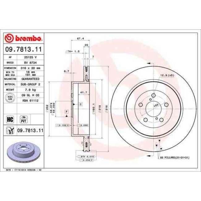 2 Disques De Frein Brembo Vernis Uv 09.7813.11