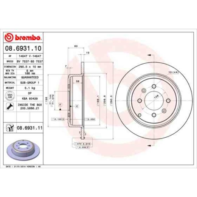 2 Disques De Frein Brembo Vernis Uv 08.6931.11