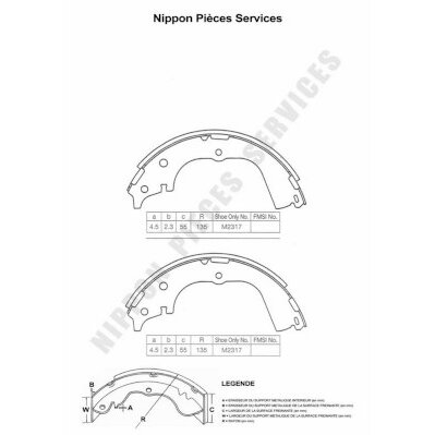 Jeu De 4 Mâchoires De Frein Nps D350u16