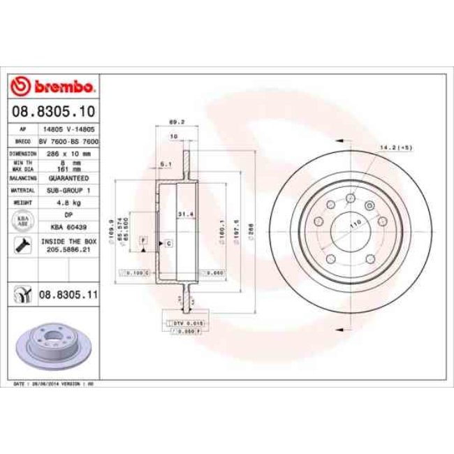 2 Disques De Frein Brembo Vernis Uv 08.8305.11