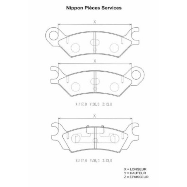 4 Plaquettes De Frein Nps M361a00