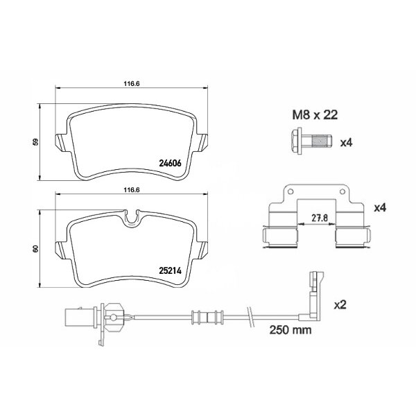 4 Plaquettes De Frein Brembo P 85 157