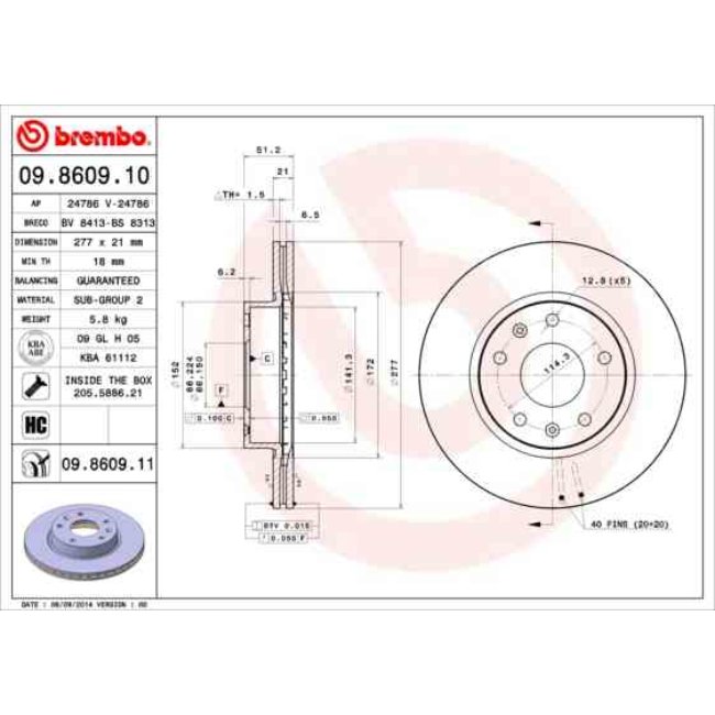 2 Disques De Frein Brembo Vernis Uv 09.8609.11