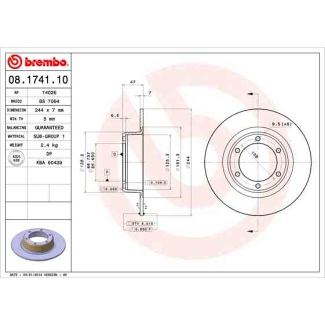2 Disques De Frein Brembo 08.1741.10