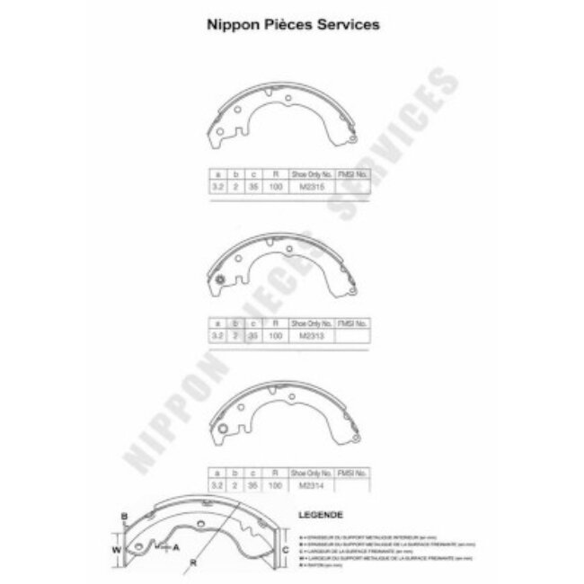 Jeu De 4 Mâchoires De Frein Nps T350a38