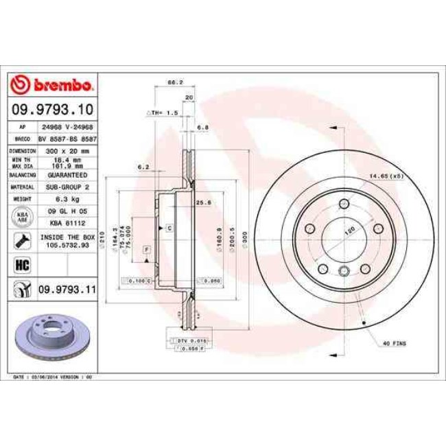 2 Disques De Frein Brembo Vernis Uv 09.9793.11