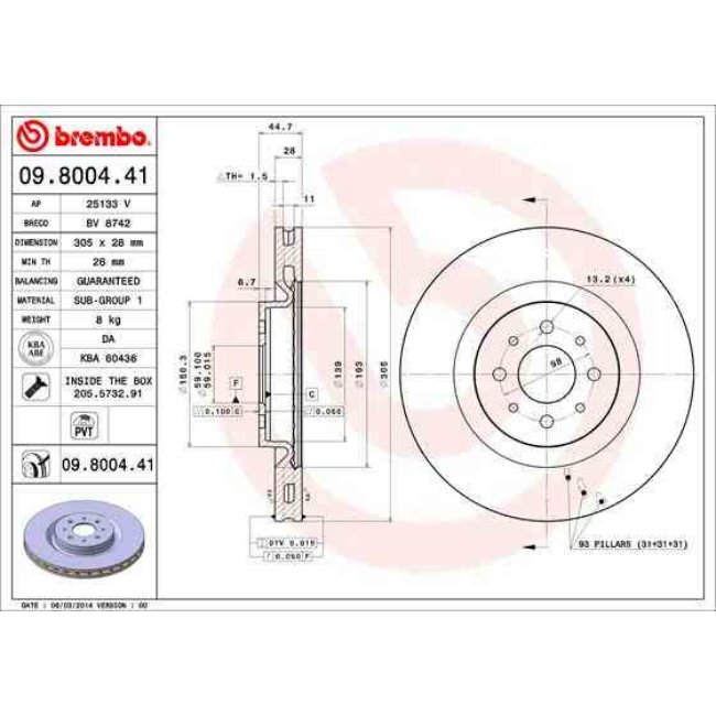 2 Disques De Frein Brembo Vernis Uv 09.8004.41