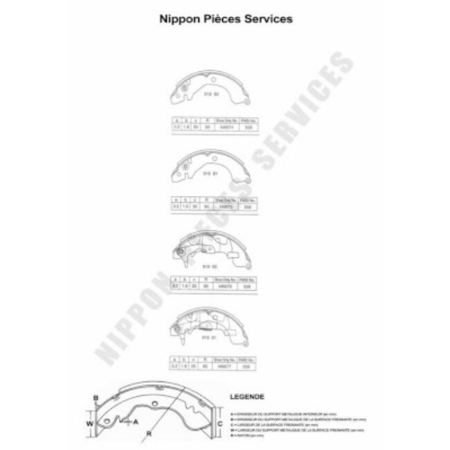 Jeu De 4 Mâchoires De Frein Nps M350i26