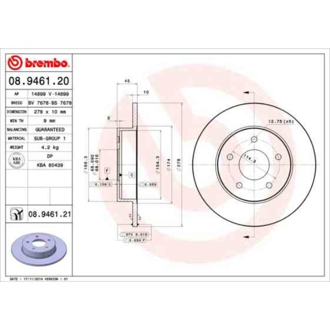 2 Disques De Frein Brembo Vernis Uv 08.9461.21
