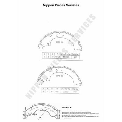 Jeu De 4 Mâchoires De Frein Nps T350a08