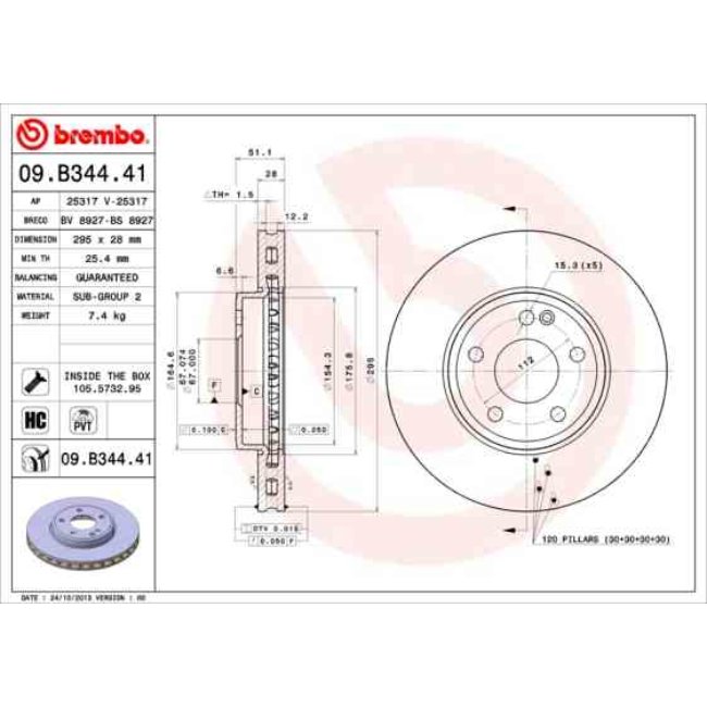 2 Disques De Frein Brembo Vernis Uv 09.b344.41