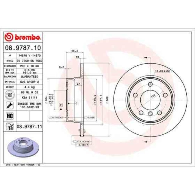2 Disques De Frein Brembo Vernis Uv 08.9787.11