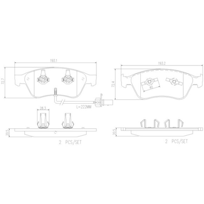 4 Plaquettes De Frein Brembo P85102