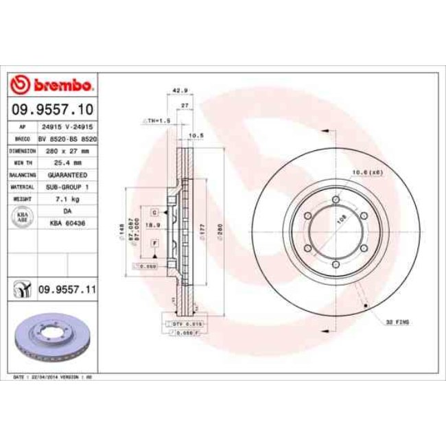 2 Disques De Frein Brembo Vernis Uv 09.9557.11