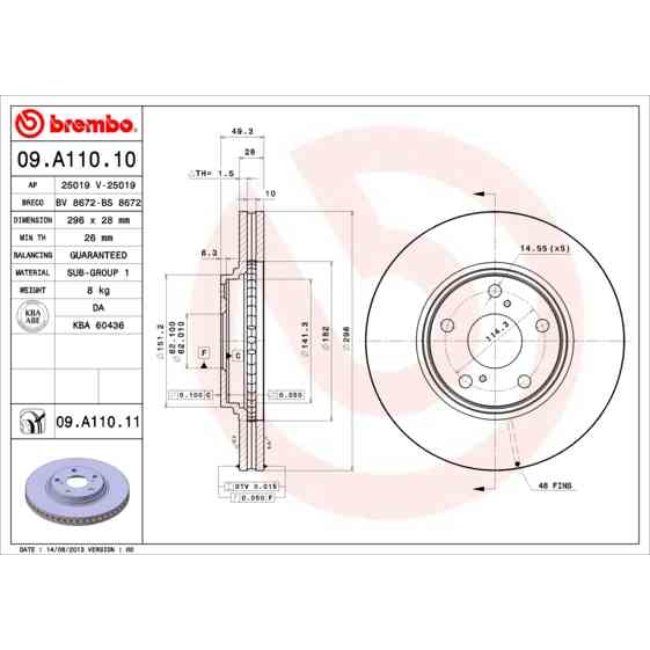 2 Disques De Frein Brembo Vernis Uv 09.a110.11
