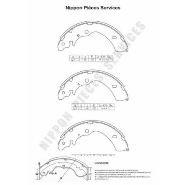 Jeu De 4 Mâchoires De Frein Nps I350u03
