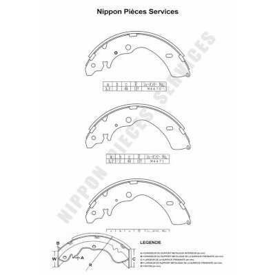 Jeu De 4 Mâchoires De Frein Nps I350u03