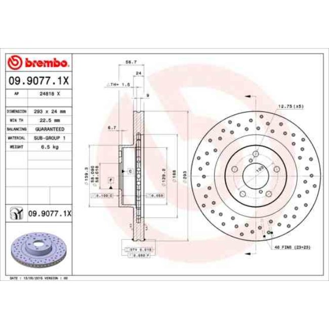 2 Disques De Frein Brembo Xtra Vernis Uv 09.9077.1x
