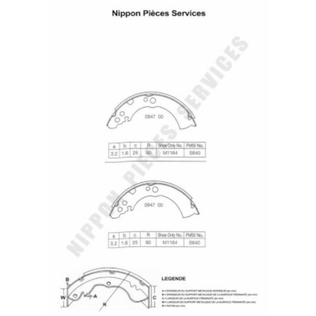 Jeu De 4 Mâchoires De Frein Nps N350n03