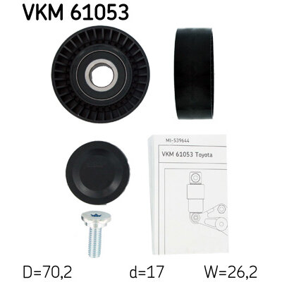 Galet Enrouleur De Courroie D'accessoire SKF VKM 36053 - 127mm, 6 Stries, Largeur 22,5, Neuf