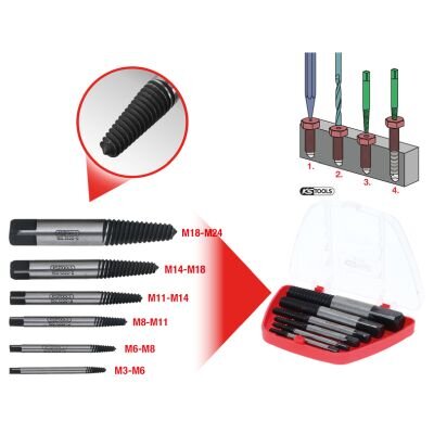 Jeu D'extracteurs De Goujons Ks Tools Pour Goujons De M3-m18 6 Pcs
