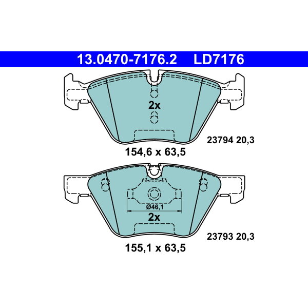 4 Plaquettes De Frein Ate 13-0470-7176-2-02