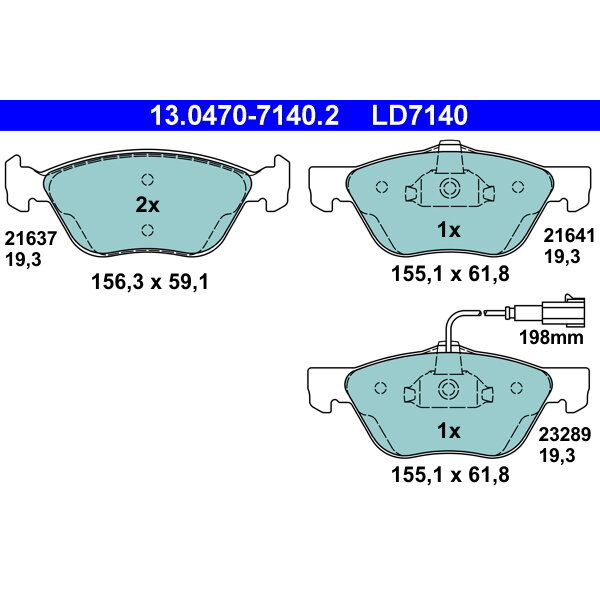 4 Plaquettes De Frein Ate 13-0470-7140-2-02