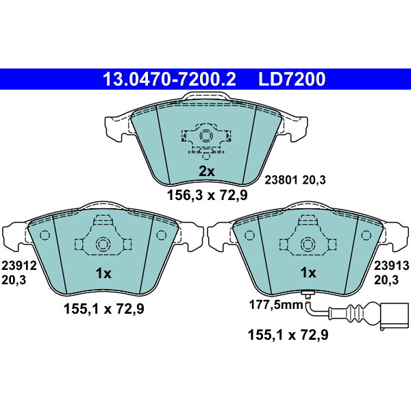 4 Plaquettes De Frein Ate 13-0470-7200-2-02