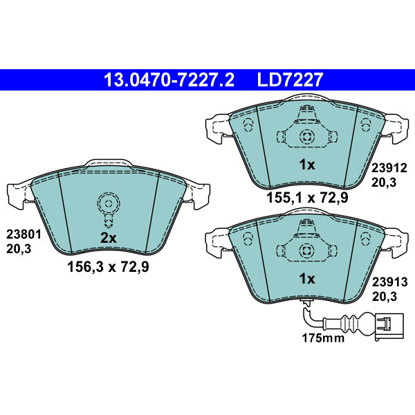 4 Plaquettes De Frein Ate 13-0470-7227-2-02