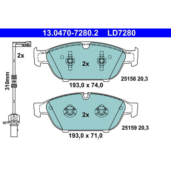 4 Plaquettes De Frein Ate 13-0470-7280-2-02