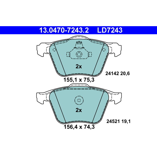 4 Plaquettes De Frein Ate 13-0470-7243-2-02