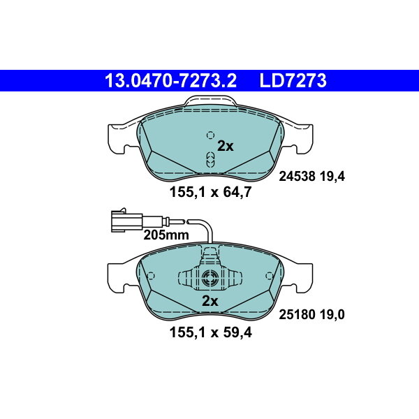 4 Plaquettes De Frein Ate 13-0470-7273-2-02