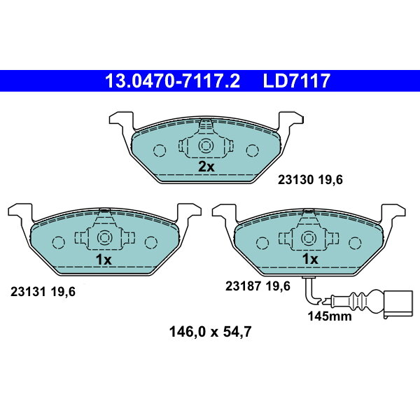 4 Plaquettes De Frein Ate 13-0470-7117-2-02